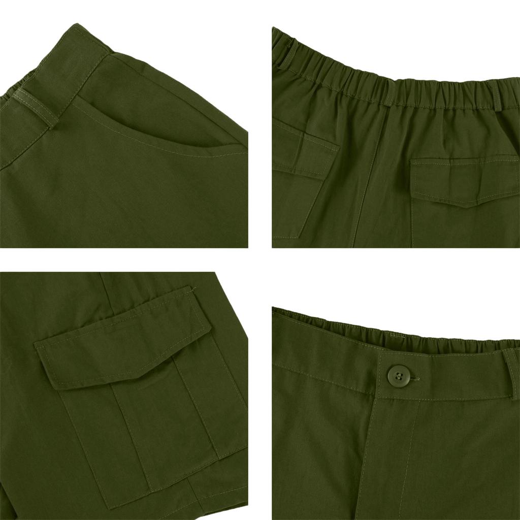 Pantalones Casuales de Trabajo para Hombre con Múltiples Bolsillos, Pantalones Deportivos de Trabajo de Verano, Pantalones de Cintura Baja, Pantalones de Cinco Bolsillos