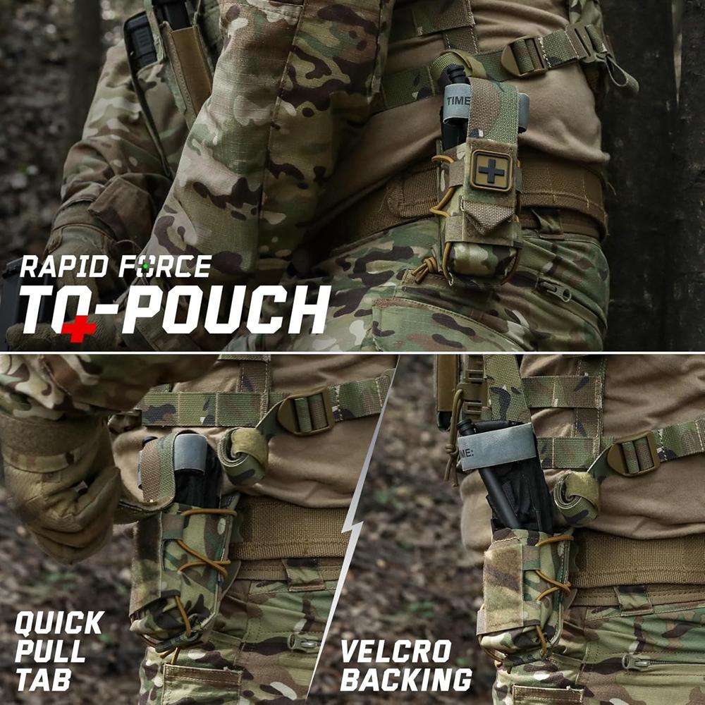 MOLLE Tourniquet Holder IFAK TQ Holder Tactical Medical Pouch Holster First Aid Kit Cross Patch/Bungee Cord with Tourniquet