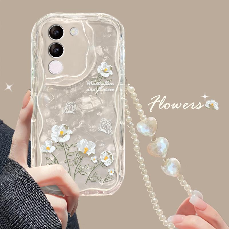 Applicable To Vivos18/17/16 Mobile Phone Case X100/90/80pro Line Flower Chain Y77/52s Silicone
