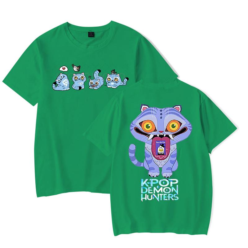 Derpy Tiger Kpop Demon Hunters Shirt for Women Summer Tops Anime K-Pop Demon Hunters T-shirt Harajuku O-neck Casual Shirt Gift