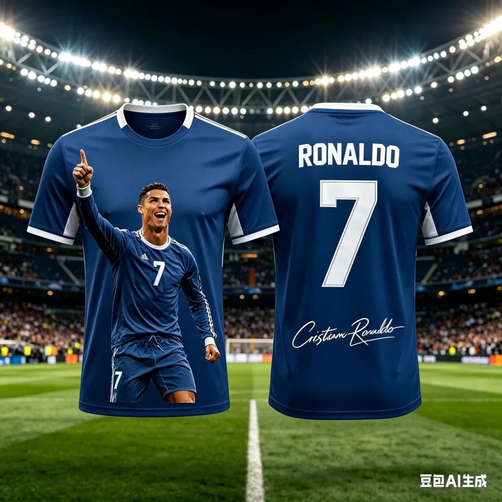 All Season Kids & Adults Ronaldo #7 Fan Football Jersey Polyester Breathable Comfortable Sports World Cup Top