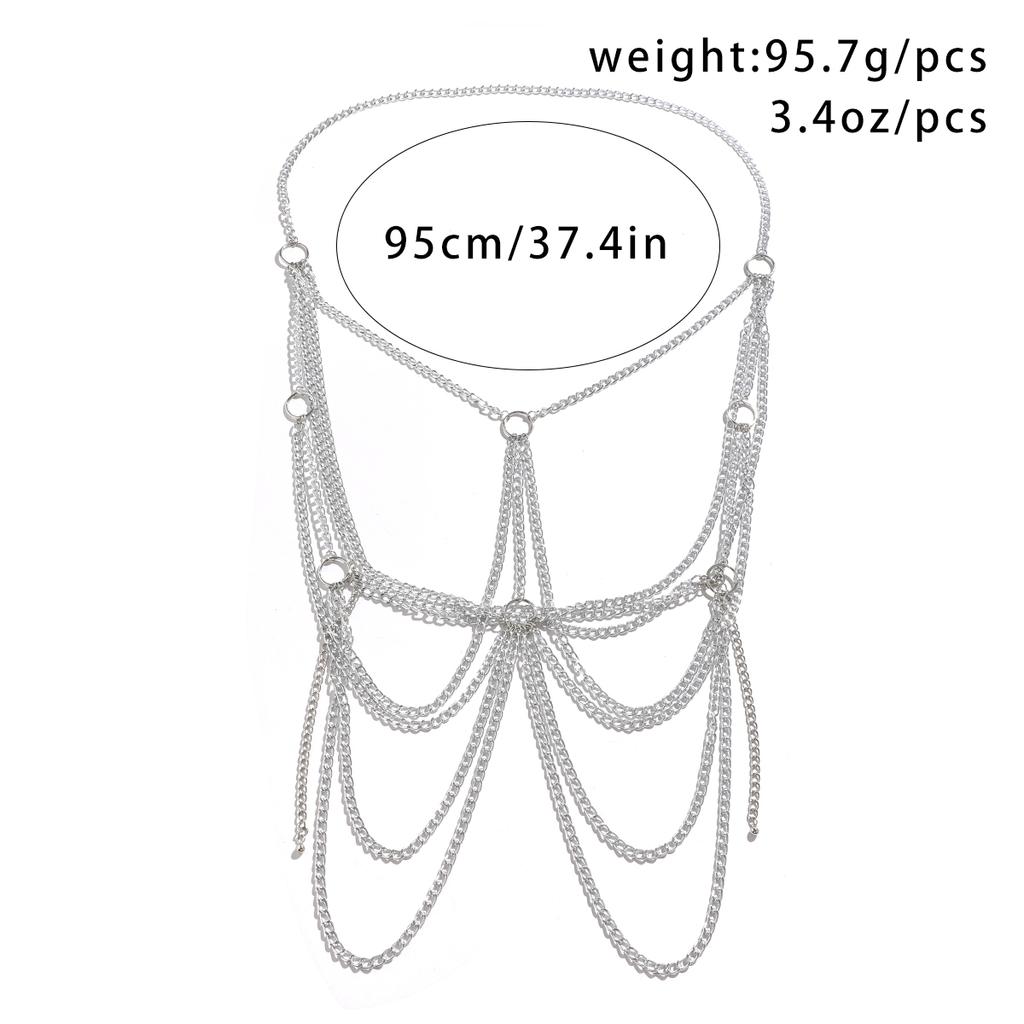 Chaîne de taille et de ventre à pampilles métalliques multicouches Ingemark Rock pour hommes Punk Couleur Argent Fête d'été Club de Plage Bijoux de Corps
