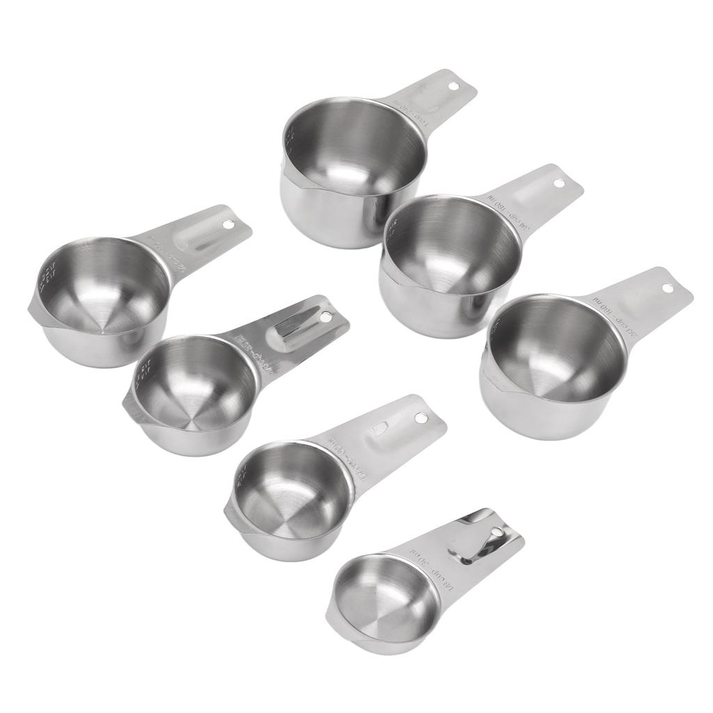 7Pcs Measuring Cups Set Stainless Steel Stackable Multifunctional Metal Nesting Measuring Cups Set for Kitchen Tools