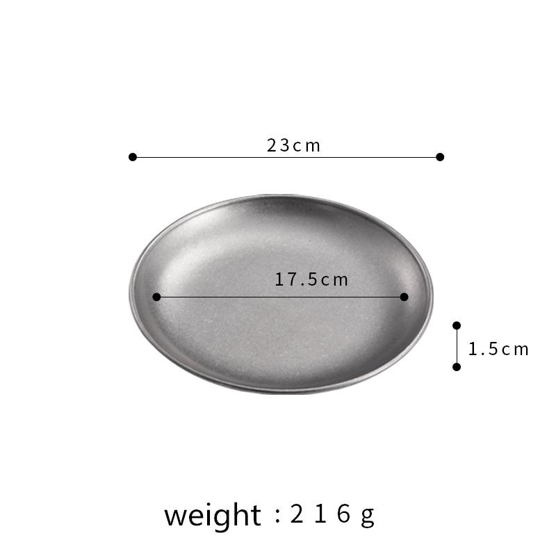 Retro korejský nerezový úložný tác na potraviny, ovocný dort, steak, kulatý talíř, dekorativní mělké nádobí, kuchyňský organizér