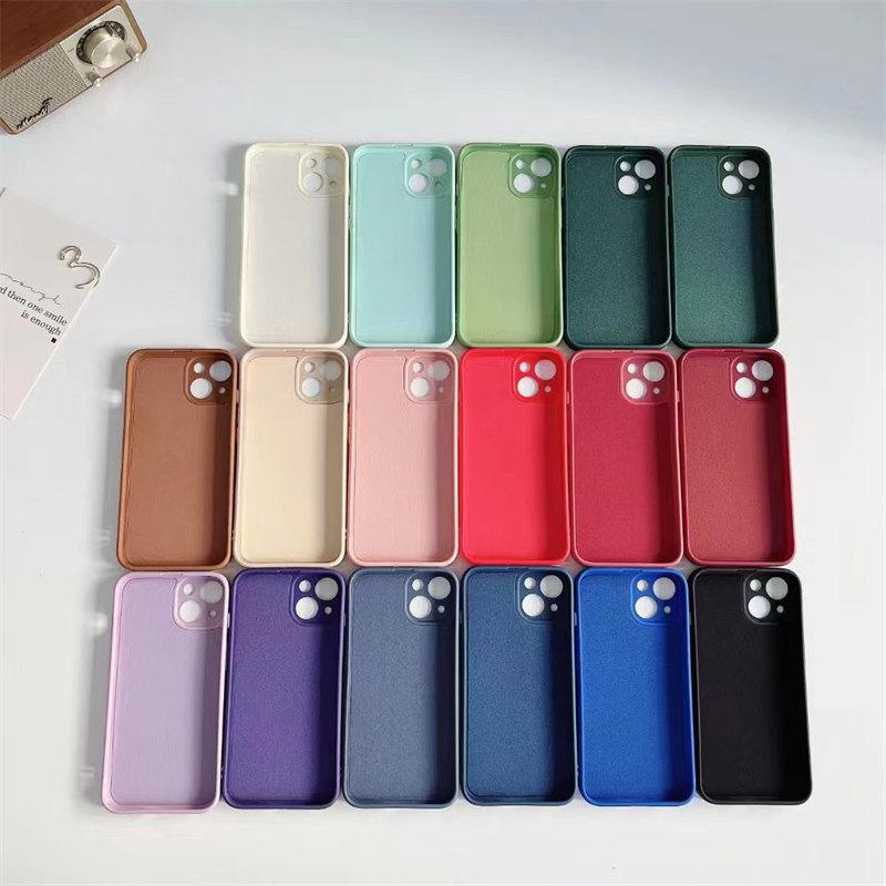 Color Dark Purple Square Liquid Silicone Phone Case For iPhone 12 13 14 Pro Max Mini 14 Plus Full X XS MAX 6 6S 7 8 SE 2022 Protection Cover
