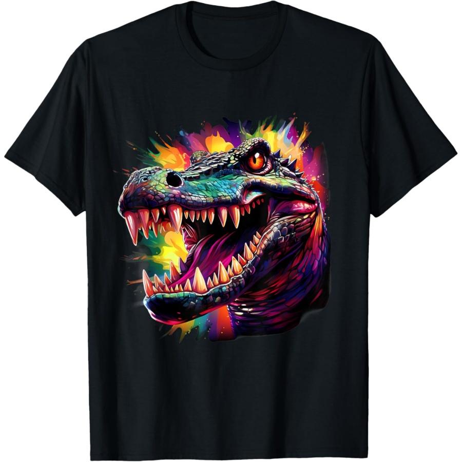 Аллигатор Рептилия Всплеск Природа Красочное Искусство Крокодил Футболка(1) S