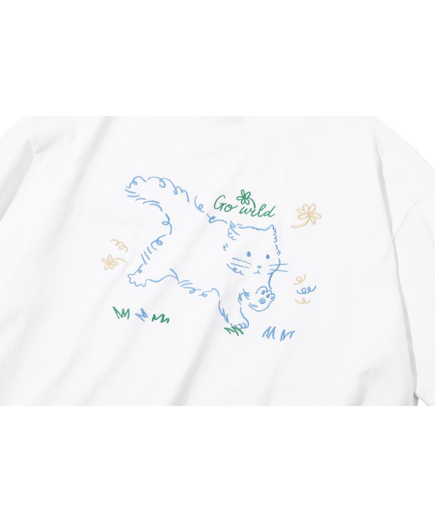 CPGN STUDIO Wild Cat Embroidered Short Sleeve T-Shirt White