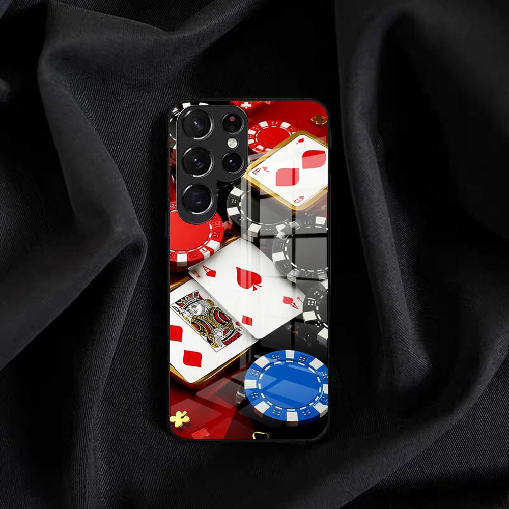 Dices Stakes Pokers Phone Case For Samsung S25 Edge Ultra S23 S22 S21 S20 Ultra Plus S24 Fe A54 A53 A25 Glass Cover