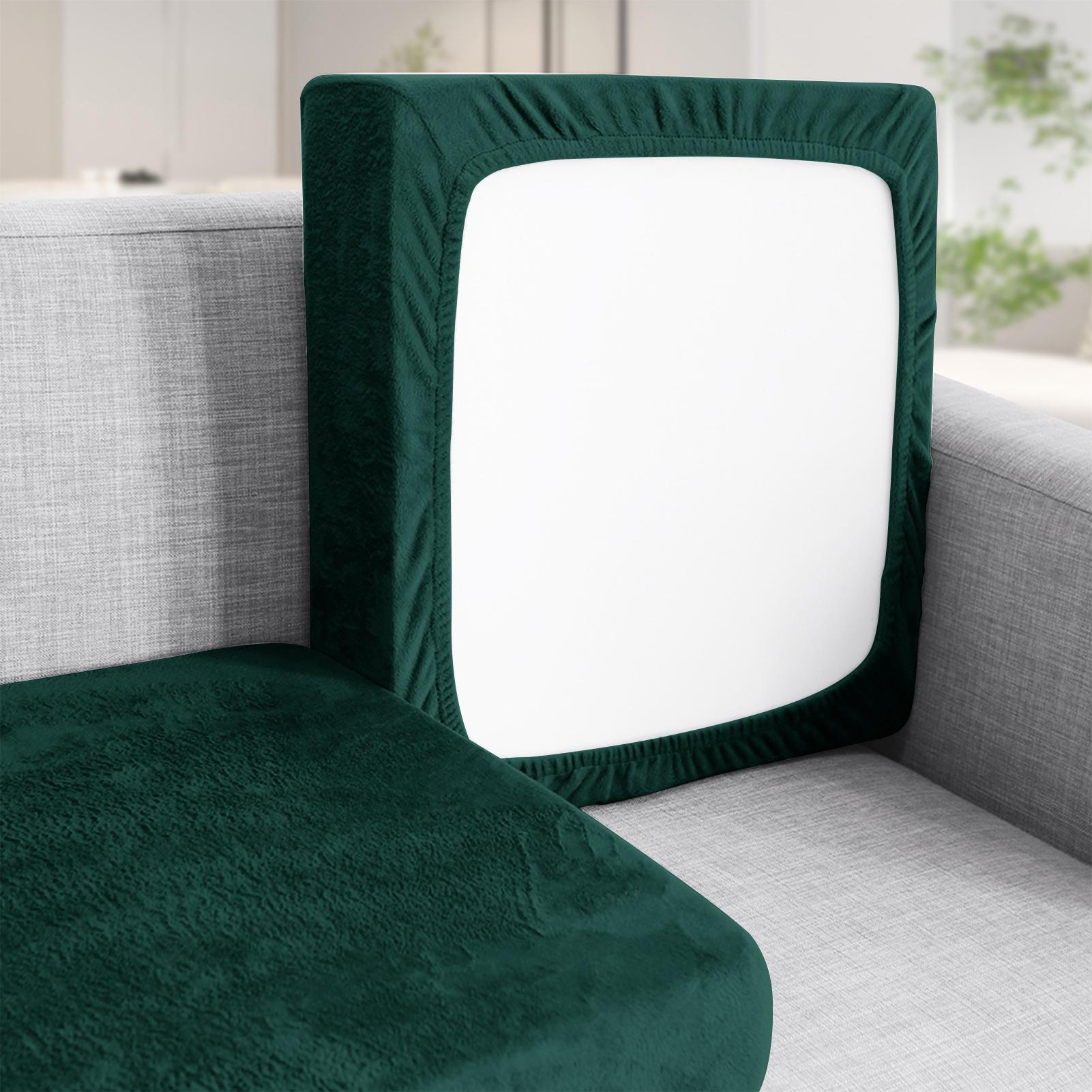 Velvet Stretch Couch Cushion Cover Plush Sofa Cushion Slipcover for Chair Loveseat Sofa Cushion Furniture Protector Seat Cover 1 Seat 50-65cm темно-зеленого 1890₽