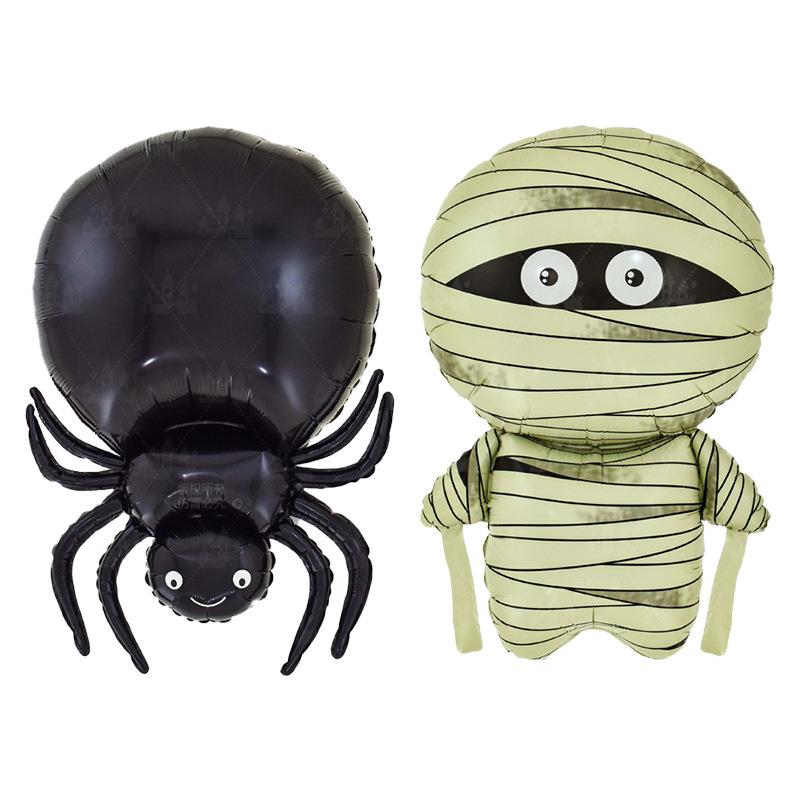 Large Spider Halloween Balloons - Foil Mylar Mummies Balloons for Halloween Party Birthday Haunted House Spooky Decor