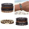 Handgefertigte Geometrische Kokosnussschalen-Perlenarmbänder für Männer und Frauen mit mehrlagigem Design