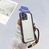 For iPhone 16 Plus Case Skin-Touch TPU+PC Clear Phone Back Cover with Wrist Strap