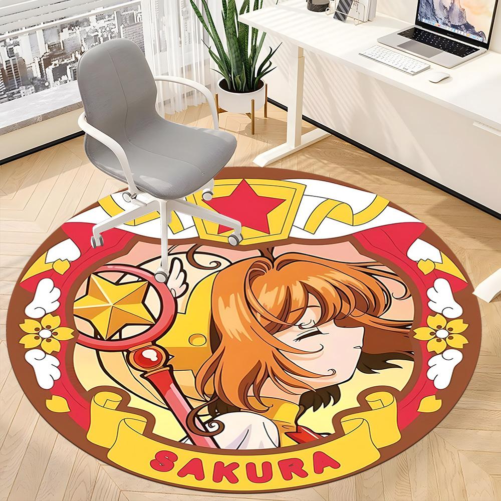 1pc Cardcaptor Sakura Office Round Area Rug, Indoor Mat Suitable For Office, Under Office Chairs Bedroom Living Room Home Decor  A0908147