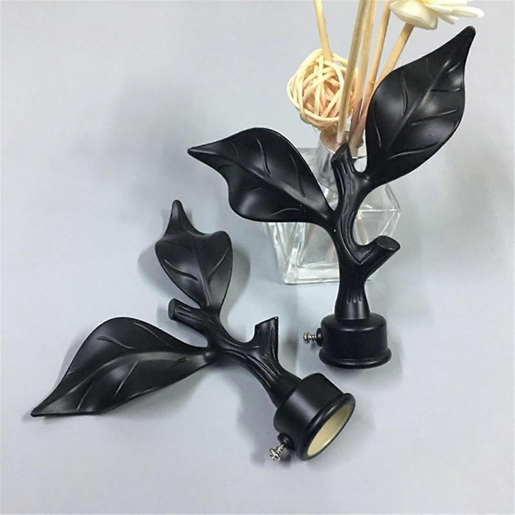 3pcs Curtain Rod Finials Leaf Shaped Curtain Rod End Drapery Rail Pole Head Cap