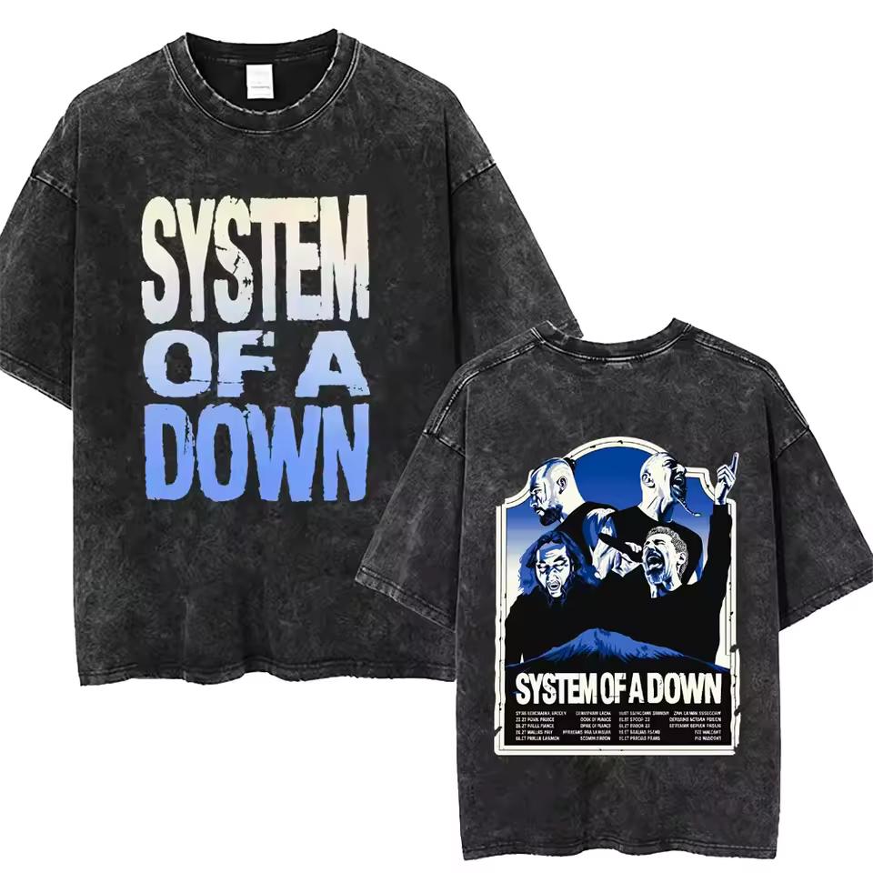 System of A Down T Shirt Men Women Cotton Graphic Printed Short Sleeve Round Neck Washed Grunge Streetwear Oversized Tee Hot