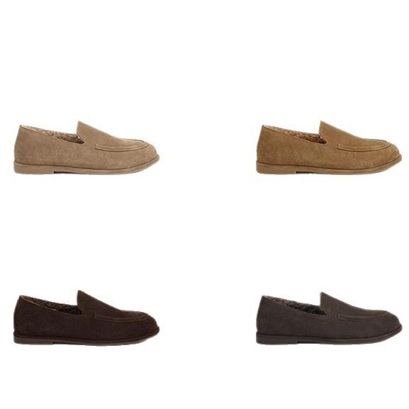 Retro Soft Glutinous Loafers for Women's Autumn and Winter New Round Toe and Plush Beanie Shoes