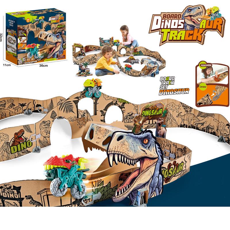 Dinosaurier Elektrische Eisenbahn Spielzeug: Anti-Schwerkraft Pädagogische DIY Bausteine Achterbahn für Kinder