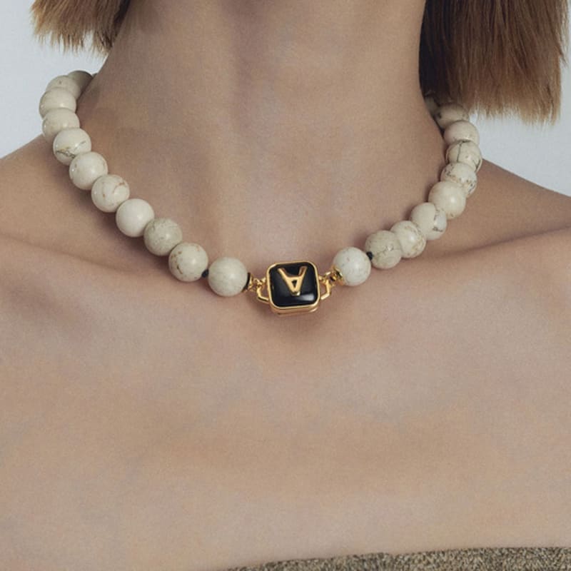 

viollina Pine Chalk Necklace_12mm gold