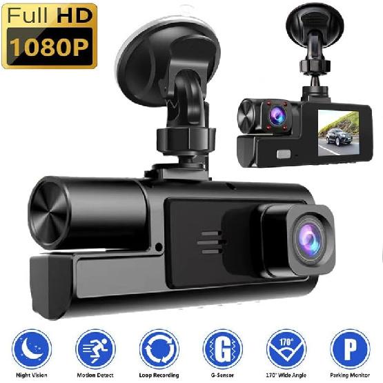 1080P Dual Dash Camera for Car Front and Inside Dashcam Car Security Video Recorder,170°Wide Angle Vehicle Cam,WDR,G-Sensor,2’’ IPS Screen,Loop