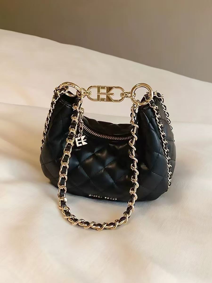 

Премиальная сумка-подмышка с бриллиантовой цепочкой женская новая модная универсальная сумка на плечо сумка-мессенджер для поездок на работу чёрный