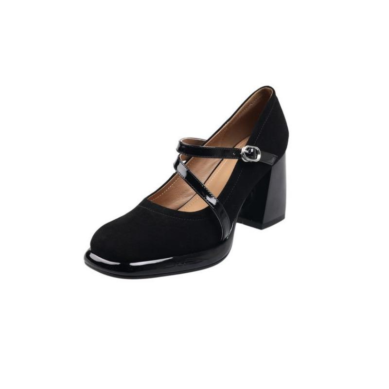 Fashion High Heels Women Chunky Shoes Retro Buckle Heeled Shoes 2025 New Designer Autumn Fashion Pumps Dress Party Zapatillas De Mujer