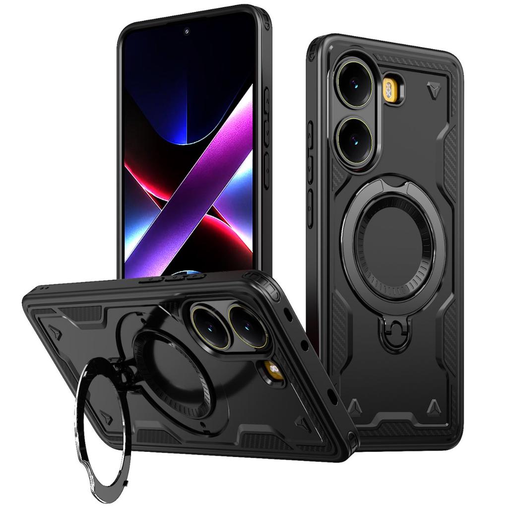 Military Armor Shockproof Phone Cases For Poco X7 Pro 5G X6 Pro F7 Ultra F7 Rotate Metal Ring Magnetic Bracket Protection Cover