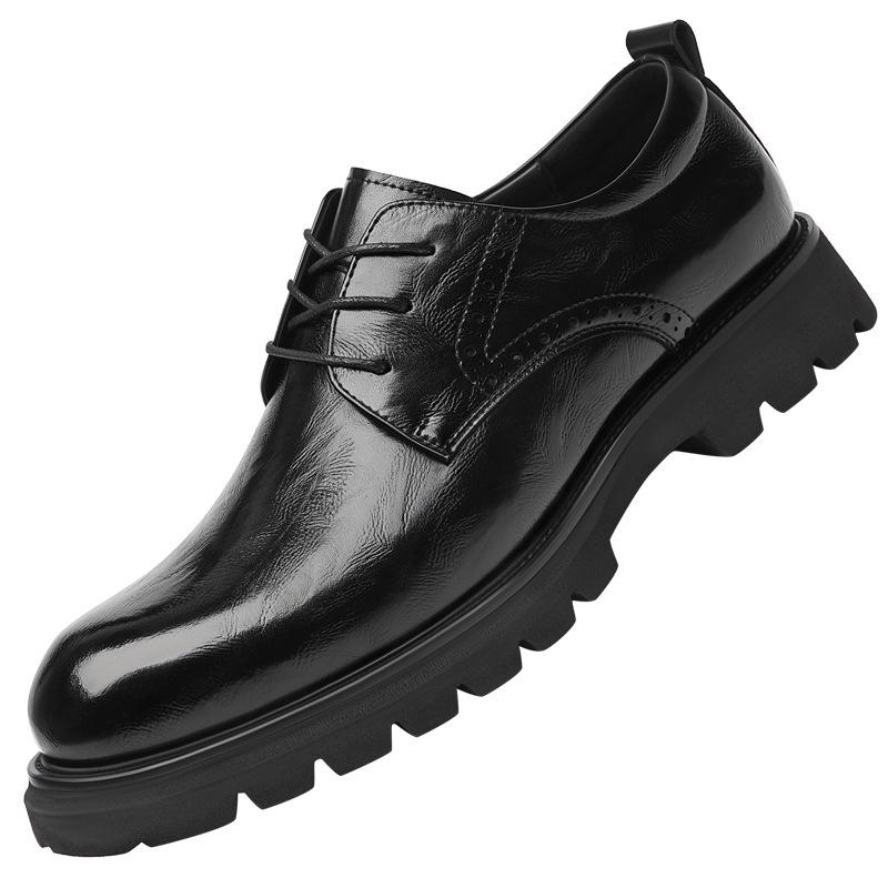 Inner height-increasing leather shoes men's 8cm 2025 new business dress Derby shoes leather breathable invisible height-increasing men's shoes