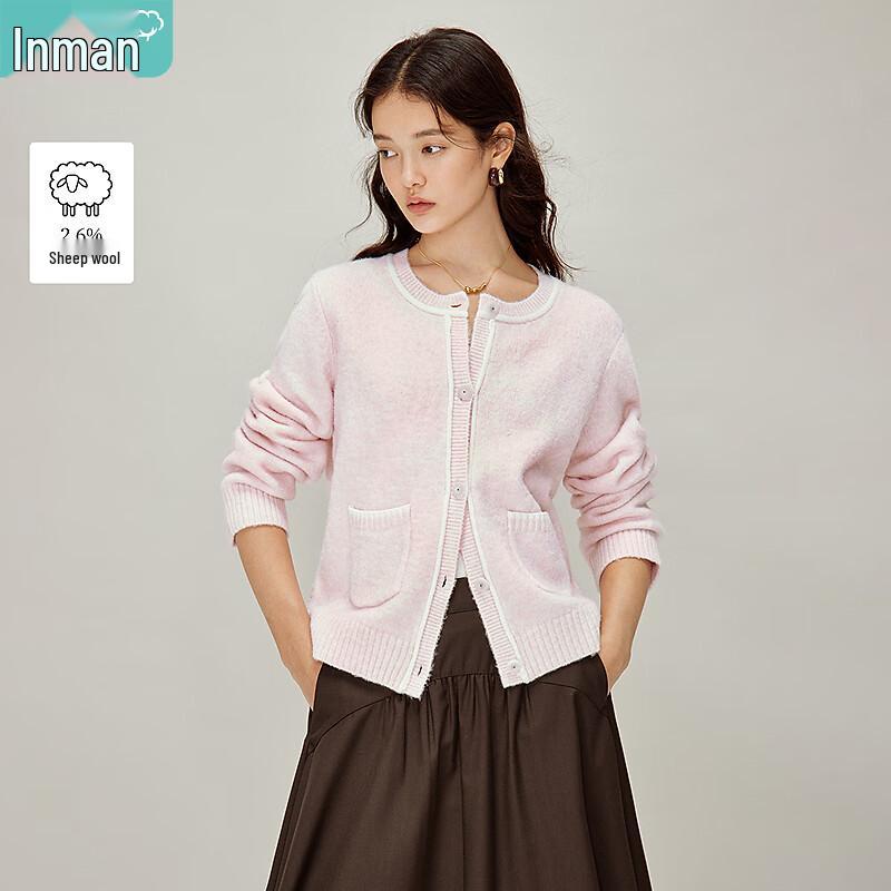 

INMAN Women s Petite Chic Round Neck Knitted Cardigan M