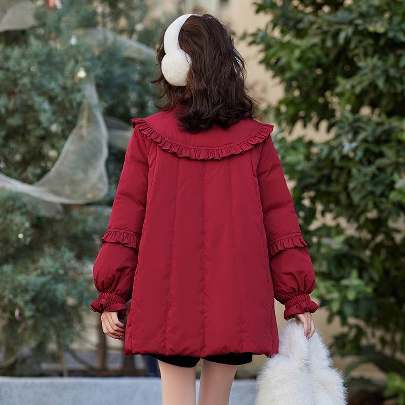 Women's 2024 Chinese-Style Stand-Up Collar Ruffle Down Jacket - Winter Christmas Coat BX2396