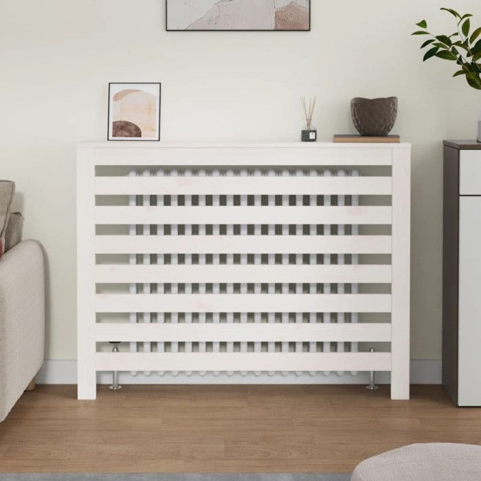 822597 vidaXL Radiator Cover White 108.5x19x84 Cm Solid Pine Wood
