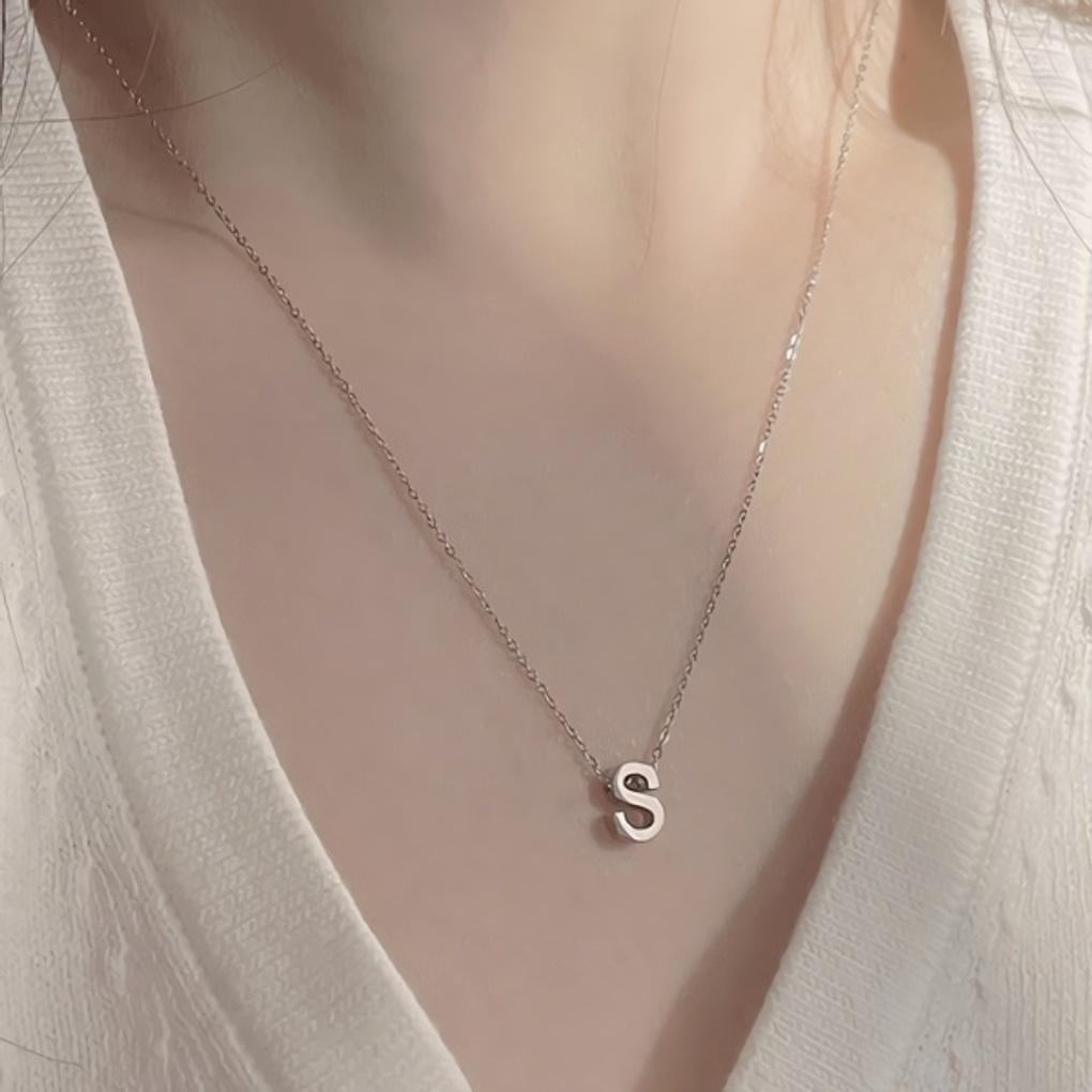 

Women s Daily Surgical Steel Alphabet Initial Necklace Silver U