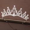 Silver Color Crystal Pearl Crown Tiara Headband for Women Rhinestone Prom Diadem Bridal Wedding Hair Accessories Jewelry Crown