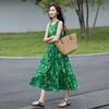 Demana French Style Floral Print A-Line Midi Dress