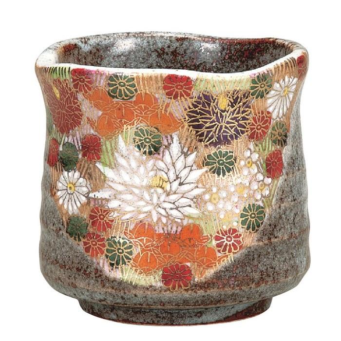 Kutani-yaki Yunomi Kinhanazume Gray 8.4 cm x 8 cm