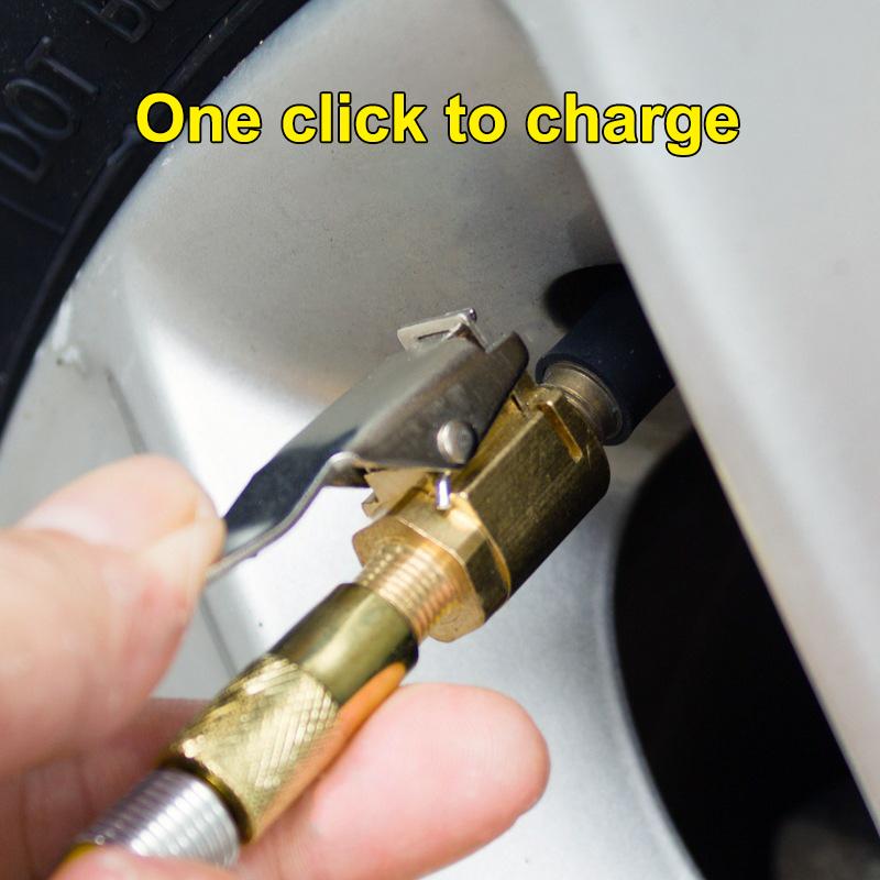 Brass Locking Nozzle Adapter 2PCS Tire Air Chuck Clip Durable Inflation for Car Motorcycle Bicycle Use