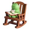 Mini Frog Figurine Resin Frog Sculpture with Rocking Chair Small Healing Frog Ornament for Car Interior Home Office Desktop