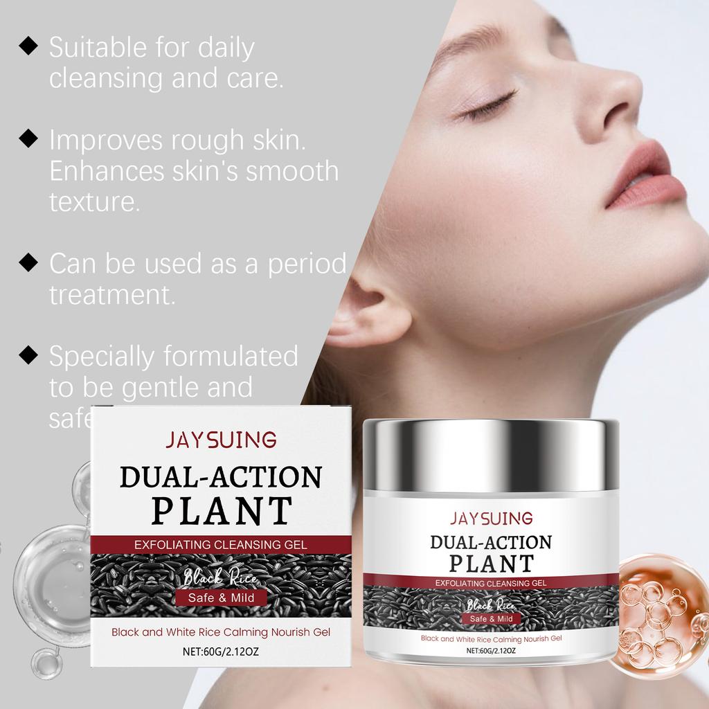 Black Rice Cleansing Gel Gentle Exfoliating Face Wash with Rice Extract Mint Leaf for Deep Pore Cleansing Brightening Hydrating