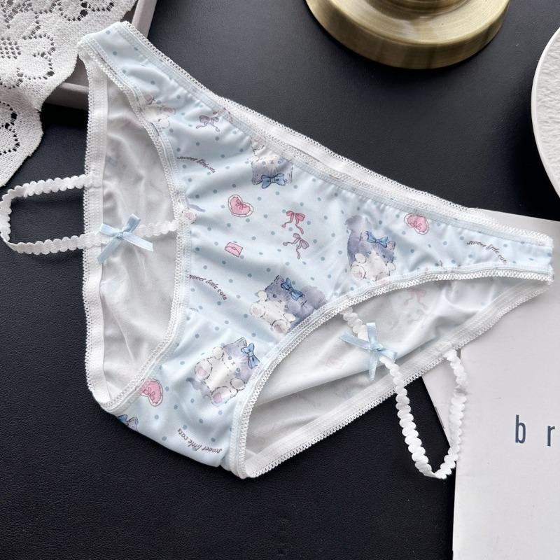 Ladies Spring and Summer Cute Cartoon Printed Ice Silk Low Waist Underwear
