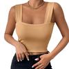 Basic Crop Tops for Women Square Collar Low Back Sleeveless Short Tank Top Solid Color Stretchy Bodycon Sexy Backless T Shirt