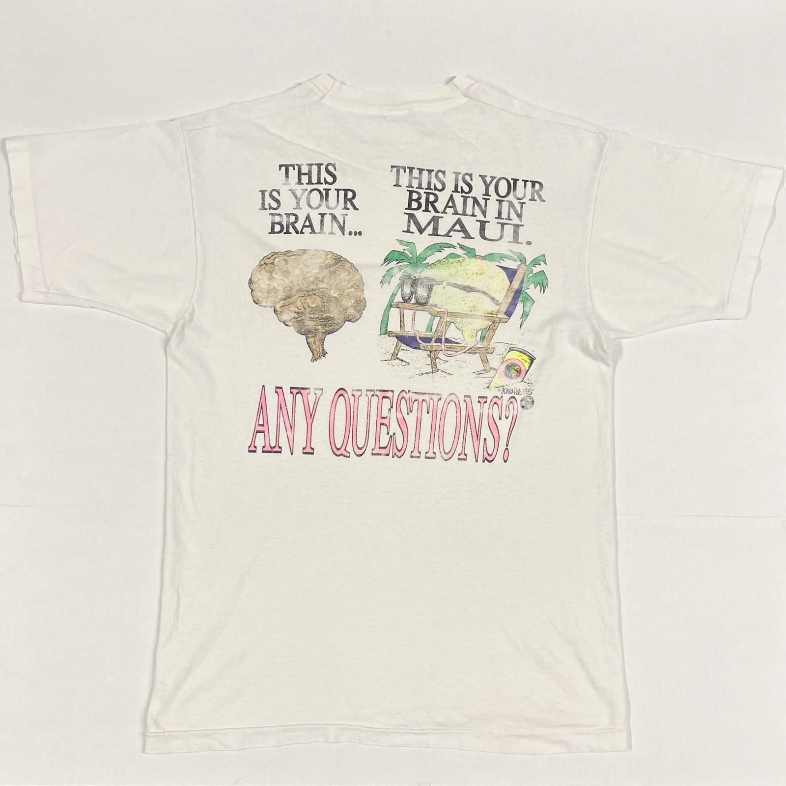 BrainWaves Sportswear T Shirt 90s VTG Hawaii Funny This Is Your Brain In Maui XXL