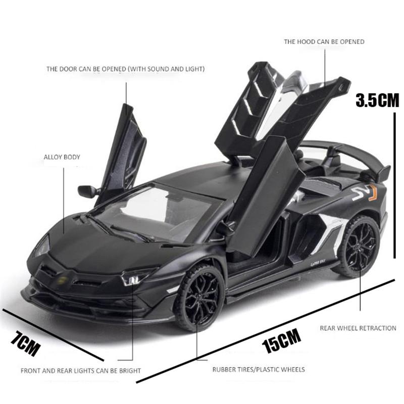 1:32-skala Aventador SVJ Diecast Legering bilmodell, Diecasts Lekebiler Bilmodell med lydlys Collection Leker for barn Gave