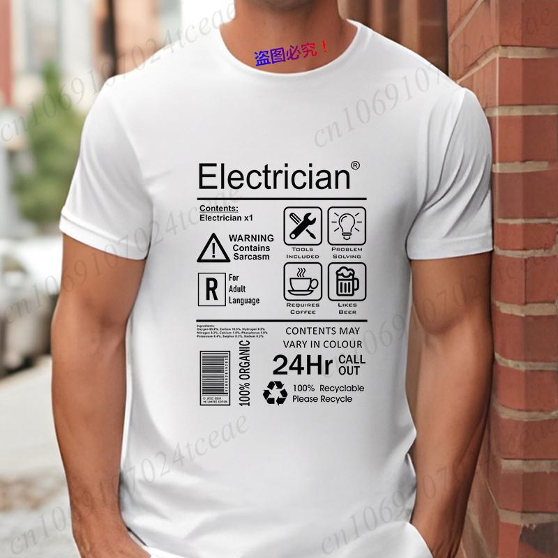 Electrical Engineer Design Tops Fashion Summer Men O-Neck Tees Shirt Funny Electrician Package Care Instructions Print T-shirts