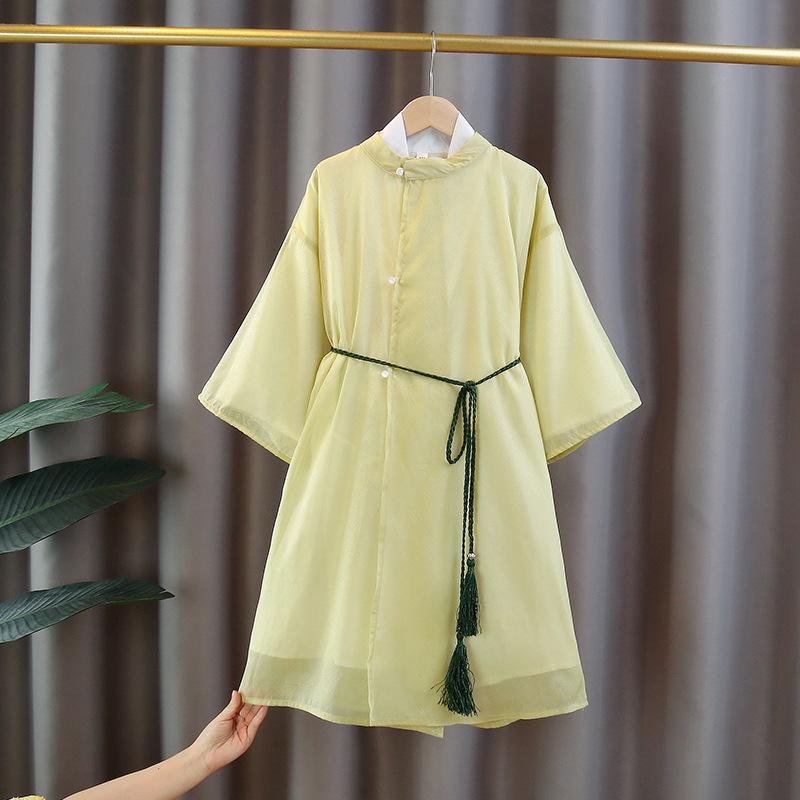 

Осенний комплект ханьфу для мальчиков в стиле уся: Длинный струящийся халат для детей - Идеально подходит для выступлений и мероприятий 100 cm светло-зеленый