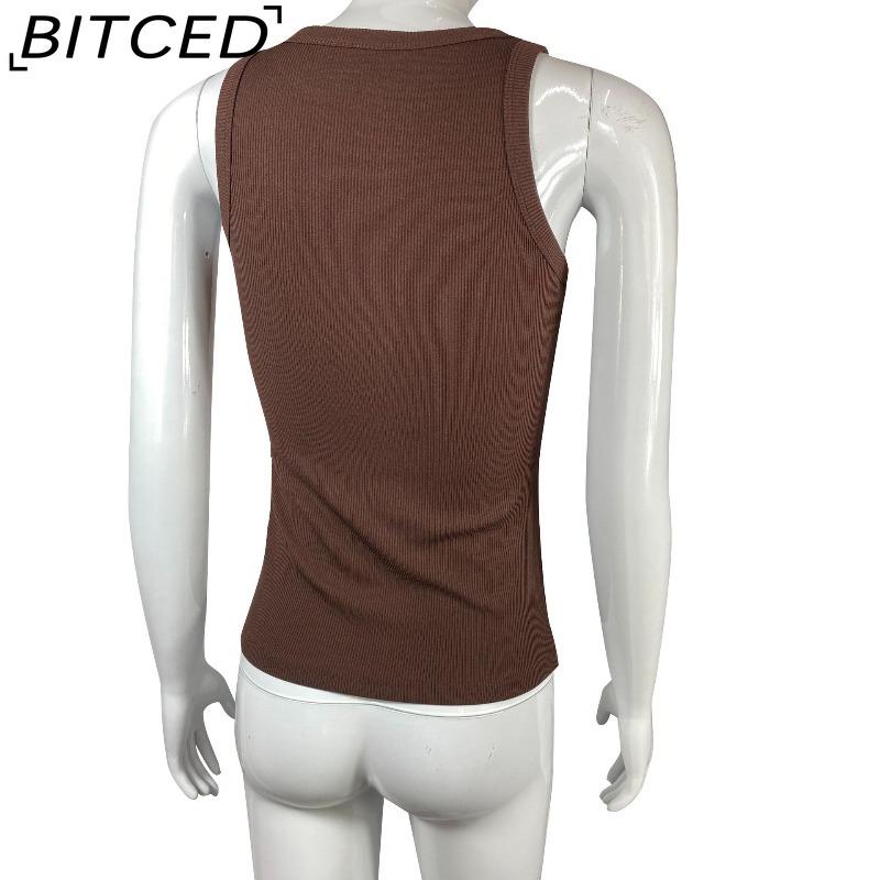 BITCED Women's Summer Solid-Colour Sleeveless Fitted Top