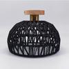 Rattan Ceiling Pendant Lamp Fixtures Hand-Woven Boho Semi Flush Mount Handmade Light Fixture with Paper Rope Shades for Bedroom