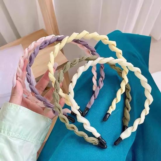 Women Headband Anti-Slip Teeth Mesh Yarn Twist Soft Braided Texture Hair Hoop Washing Face Headband Hair Accessory