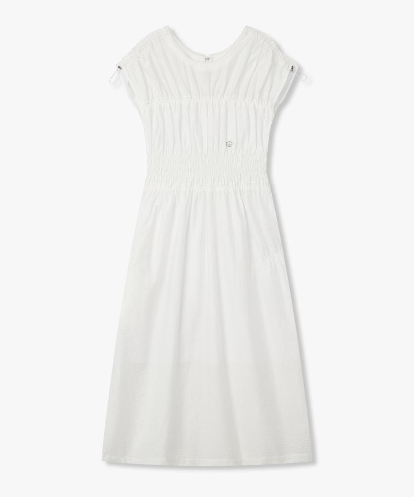 Bobeu Voluminous Shirred Long Dress_White 7156237002