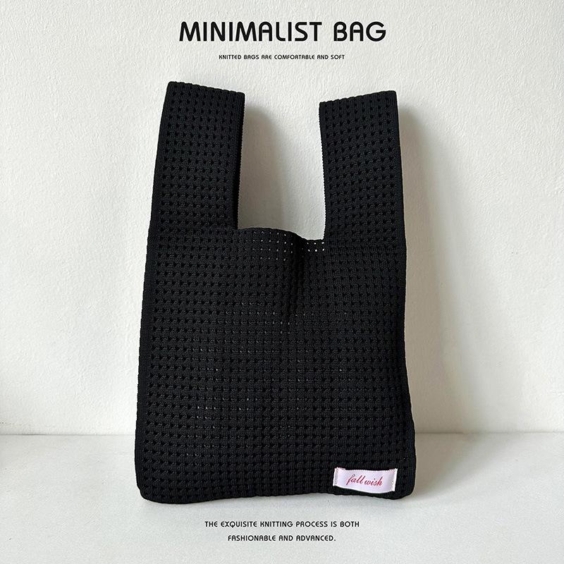 Solid Color Knitted Shoulder Bag - Versatile Large Capacity Tote