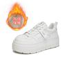 Foam sole leather little white shoes women's 2025 winter new thick-soled velvet thermal board shoes women's height-increasing sports women's shoes