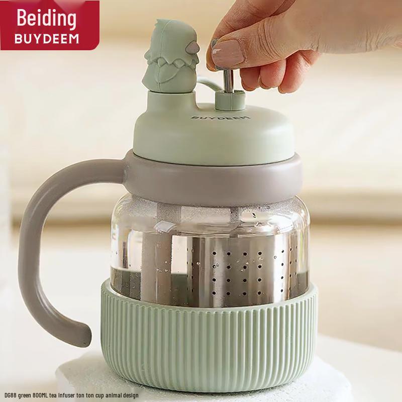 Buydeem 800ml Portable Tea Infuser Glass Bottle with Straw